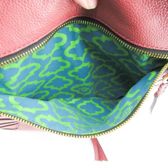 Oryany Leather Hobo Shoulder Bag Tassel Pink Convertible Crossbody Large - Picture 3 of 12